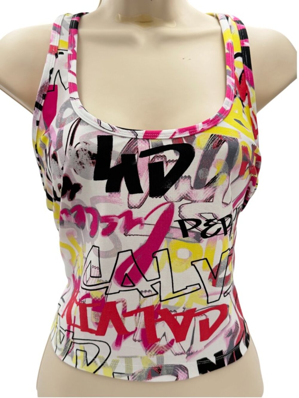 Calvin Klein Performance Graffiti Print Cropped Tank